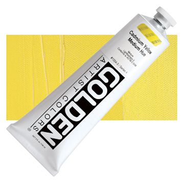 Open in modal - Golden Heavy Body Artist Acrylic - Cadmium Yellow Medium Hue(65), 5 oz Tube and swatch