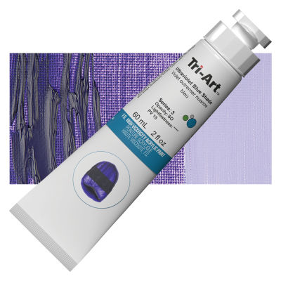 Tri-Art High Viscosity Artist Acrylic - Ultramarine Violet Blue Shade, 60 ml tube with swatch