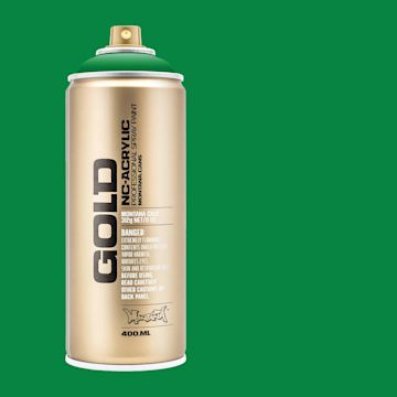 Open in modal - Montana Gold Acrylic Professional Spray Paint - Greenery, 400 ml (Spray can with color swatch)