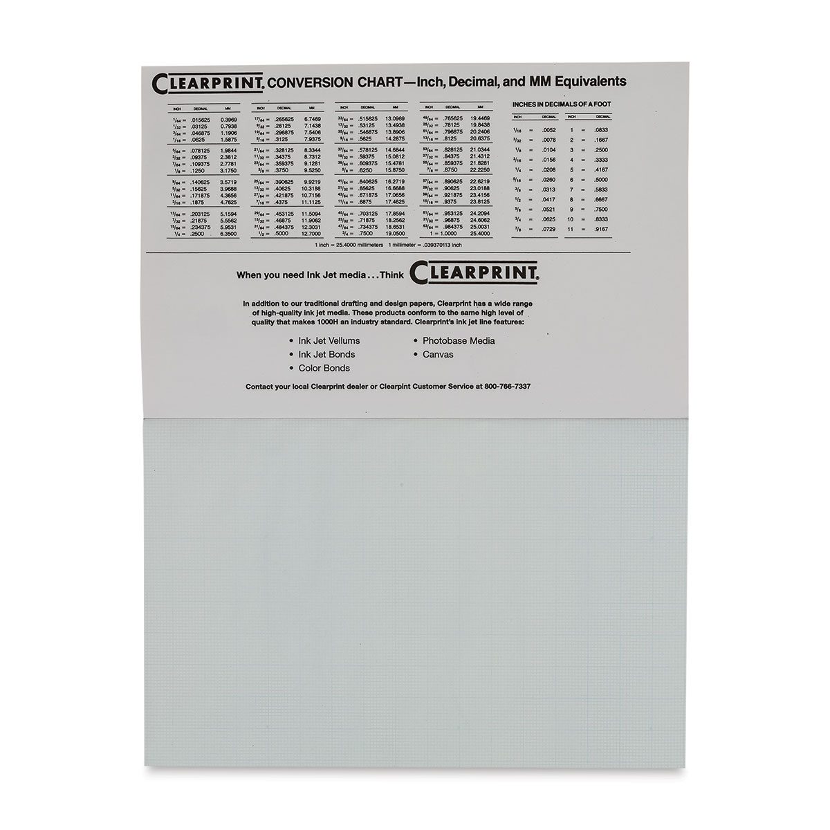 Clearprint 1000H Vellum Sheet 8x8 Grid 11x17