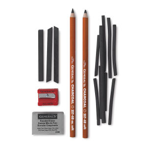 General's Charcoal Drawing Assortment - Top view of components of Drawing set