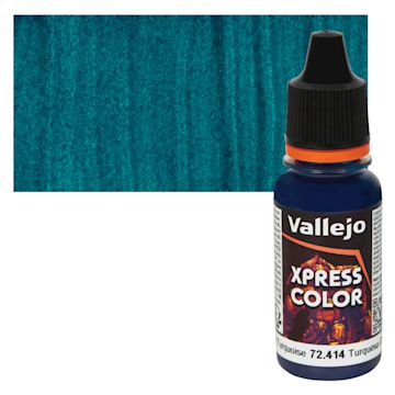 Open in modal - Vallejo Xpress Color Acrylic Paint - Caribbean Turquoise, 18 ml Bottle and Swatch