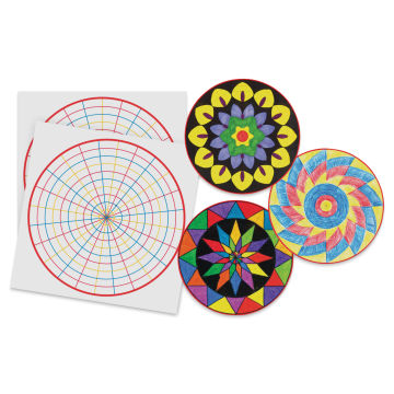 Roylco Make-A-Mandala Paper - 11" x 11", Pkg of 36 (finished examples with blank sheets)