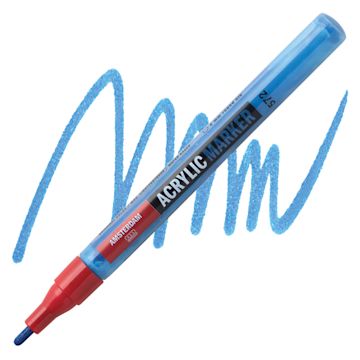 Open in modal - Amsterdam Acrylic Marker - Primary Cyan, 2 mm marker and swatch