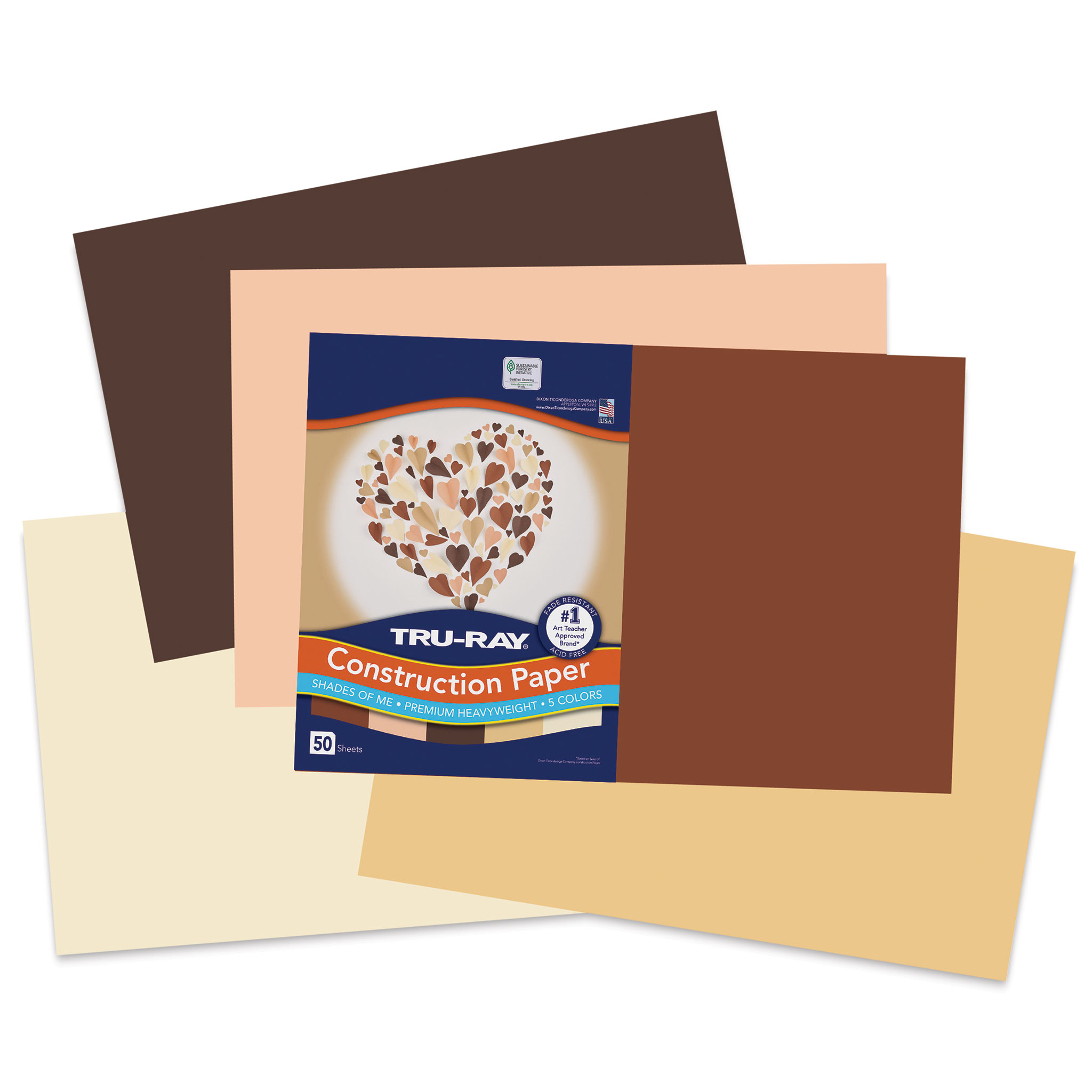 Peacock Sulphite Construction Paper, 76 lbs, 12x18, Light Brown, 50