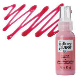 Gallery Glass Paint - Rosy Pink, 2 oz swatch with bottle