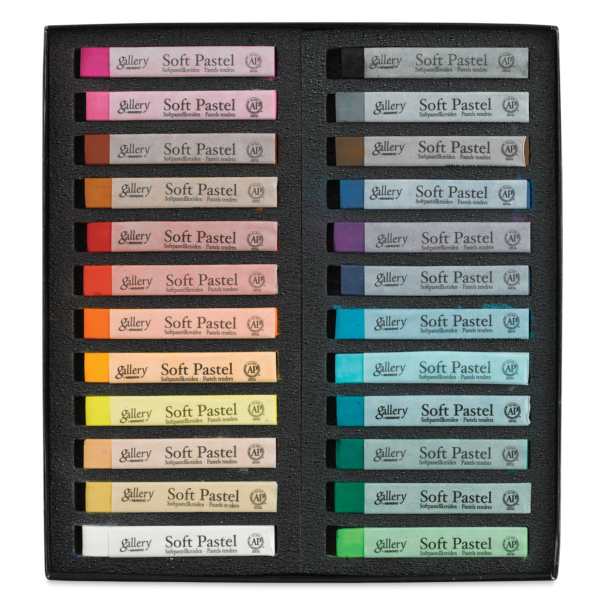 Mungyo Gallery Artists' Soft Pastel Squares Cardboard Box Set of 24 - Assorted Colors
