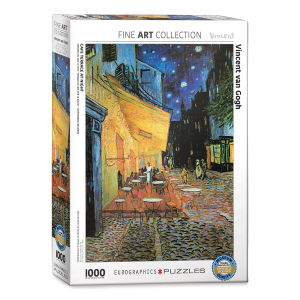 1,000 Piece Fine Art Puzzles - Angled view of package of Cafe Terrace at Night by Van Gogh
