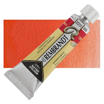 Open in modal - Rembrandt Artist Watercolor - Cadmium Red, 10 ml tube and swatch