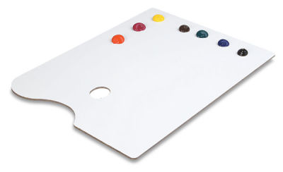 Martin Universal Design Palette - Angled view of palette with paint dabs

