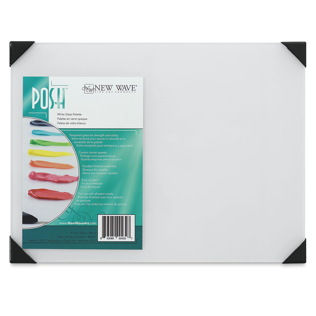NEW WAVE 00241  POSH WHITE GLASS TABLE TOP PALETTE 9X12 