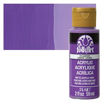 Open in modal - FolkArt Matte Acrylic Paint - Lavender, 2 oz, Bottle and swatch