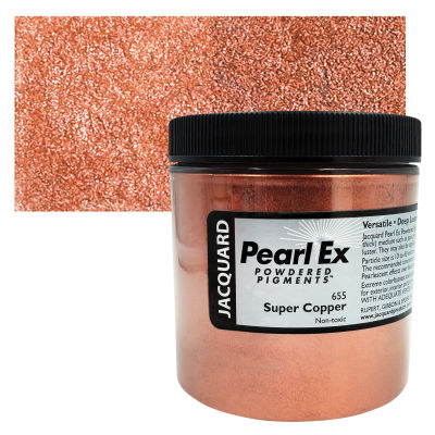 Jacquard Pearl-Ex Pigment - 4 oz, Super Copper, Jar with Swatch