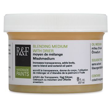 Open in modal - R&F Oil Blending Mediums - Front of 8 oz jar of Blending medium with drier