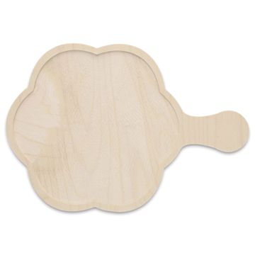Open in modal - Leisure Arts Large Welled Wood Surface - Round Scallop w/ Handle, 12.8" x 10"