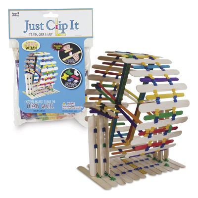 Just Clip It Build Sticks Ferris Wheel Kit - Completed Wheel with upright package
