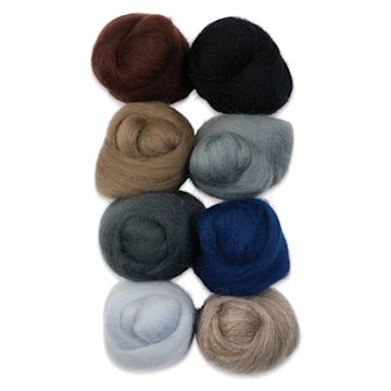 Open in modal - Wistyria Editions 100% Wool Roving - Dark and Stormy, Pkg of 8