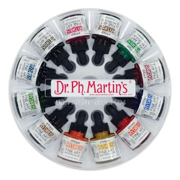 Open in modal - Dr. Ph. Martin's Hydrus Fine Art Liquid Watercolors - Set 2, 12 Assorted colors, 1 oz Bottles