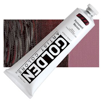 Open in modal - Golden Heavy Body Artist Acrylic - Permanent Maroon, 5 oz Tube and swatch