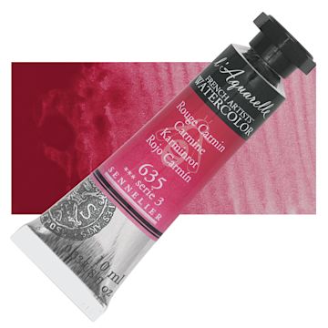 Open in modal - Sennelier French Artists' Watercolor - Carmine, 10 ml, Tube and swatch