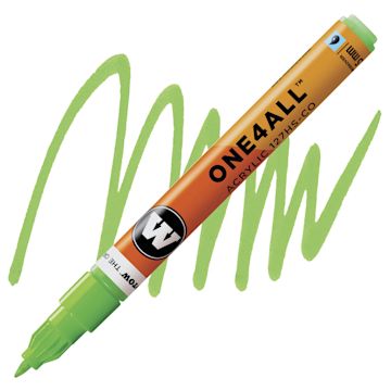 Open in modal - Molotow One4All Acrylic Marker - 1.5 mm Tip, Neon Green Fluorescent marker and swatch