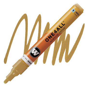 Open in modal - Molotow One4All Acrylic Marker - 4 mm Tip, Ochre Brown Light, Bullet Tip marker and swatch