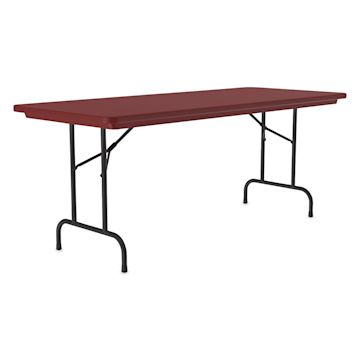 Open in modal - Correll Plastic Resin Folding Table - 30" x 60", Red, Fixed Height