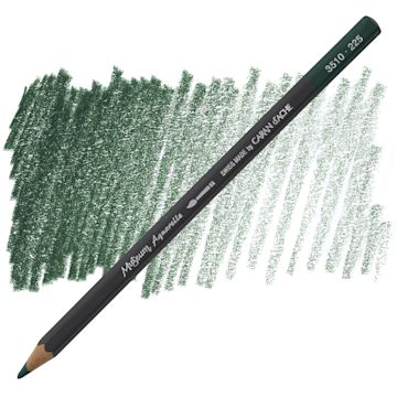 Open in modal - Caran D'Ache Museum Aquarelle Pencil - Moss Green pencil and swatch