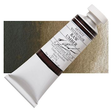Open in modal - M. Graham Artists' Watercolor - Raw Umber, 15 ml tube and swatch