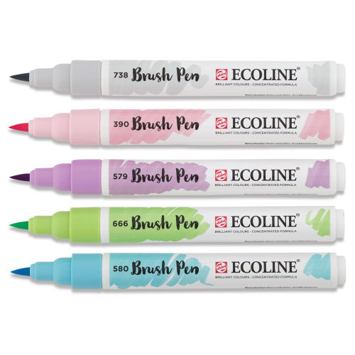 Royal Talens Ecoline Brush Marker Set - Pastel Colors, Set of 5