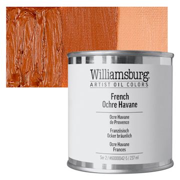 Open in modal - Williamsburg Handmade Oil Paint - French Ochre Havane, 8 oz Can and swatch