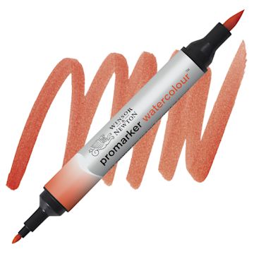 Open in modal - Winsor & Newton Promarker Watercolor Marker - Cadmium Red Pale Hue marker and swatch