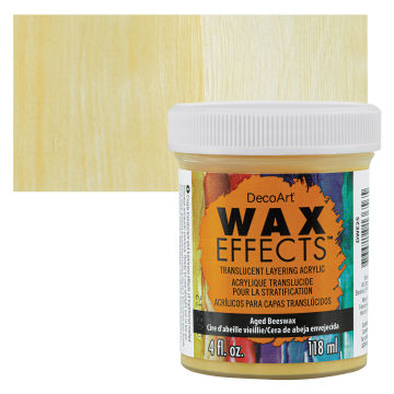 DecoArt Wax Effects Acrylic Paint - Aged Beeswax, 4 oz Jar with swatch