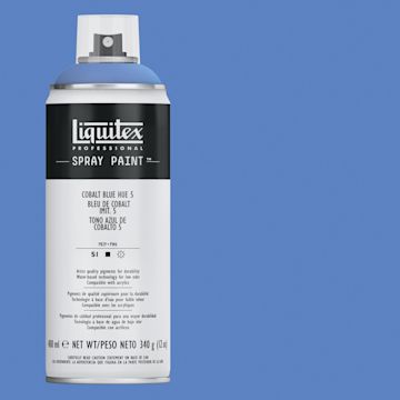 Open in modal - Liquitex Professional Spray Paint - Cobalt Blue Hue 5, 400 ml can and swatch