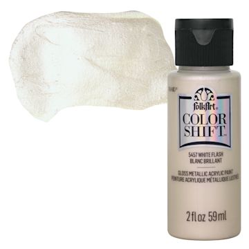 Open in modal - FolkArt Color Shift Paint - White Flash, 2 oz, bottle with swatch