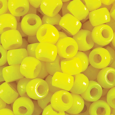 Creativity Street Plastic Pony Beads - Yellow, close-up