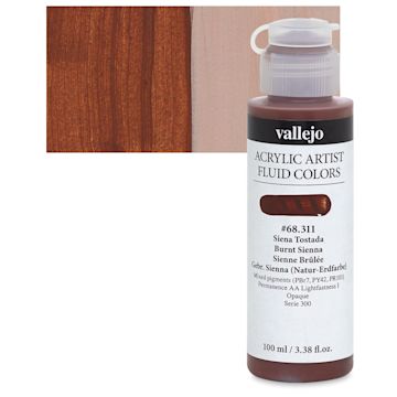 Open in modal - Vallejo Fluid Acrylic - Burnt Sienna, 100 ml and swatch