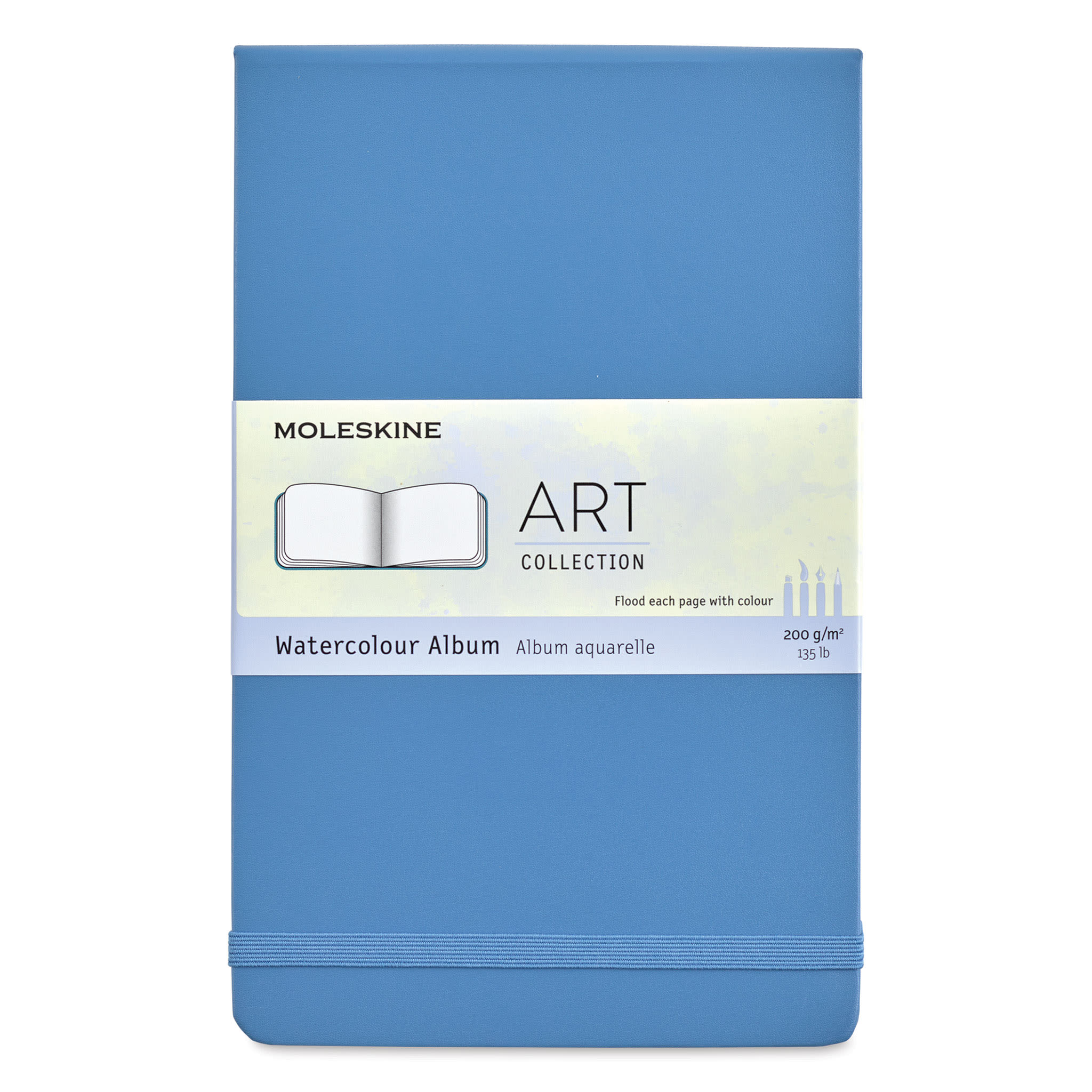 Moleskine Art Collection Watercolor Album - 5" x 8-1/4", Landscape, 72 Pages, Cornflower Blue (front cover)