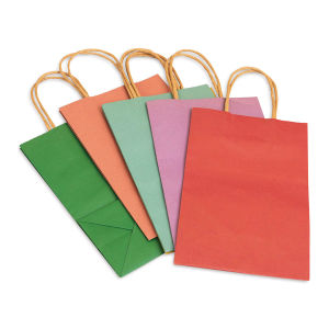 American Crafts Fancy That Kraft Bags - Brights, Small, Package of 6, 8-1/4"H x 5-1/4"W x 3-1/4"D (Bags flat, Assorted colors)