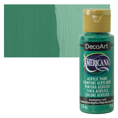 DecoArt Americana Acrylic Paint - Eucalyptus Leaf, 2 oz, Swatch with bottle
