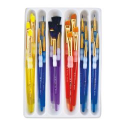 Royal & Langnickel Big Kid's Choice Synthetic Brush Set - Top view of 24 Specialty Brushes in tray