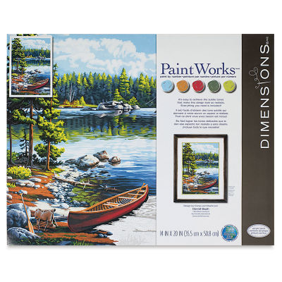 Paintworks Canoe By The Lake 14" x 20" Paint by Number Kit, In Package