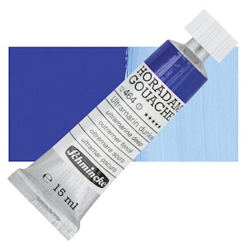 Open in modal - Schmincke Horadam Artist Gouache - Ultramarine Deep, 15 ml tube and swatch