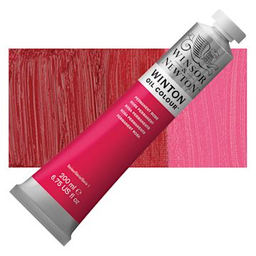 Open in modal - Winsor & Newton Winton Oil Color - Permanent Rose, 200 ml tube and swatch