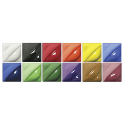 Amaco Lead-Free Velvet Underglazes Classroom Packs - Set of 12, 2 oz, Set #4 (fired color samples)