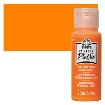 Open in modal - FolkArt Paint for Plastic - Tangy Orange, 2 oz bottle and swatch