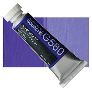 Open in modal - Holbein Artists' Gouache - Blue Violet, 15 ml tube and swatch