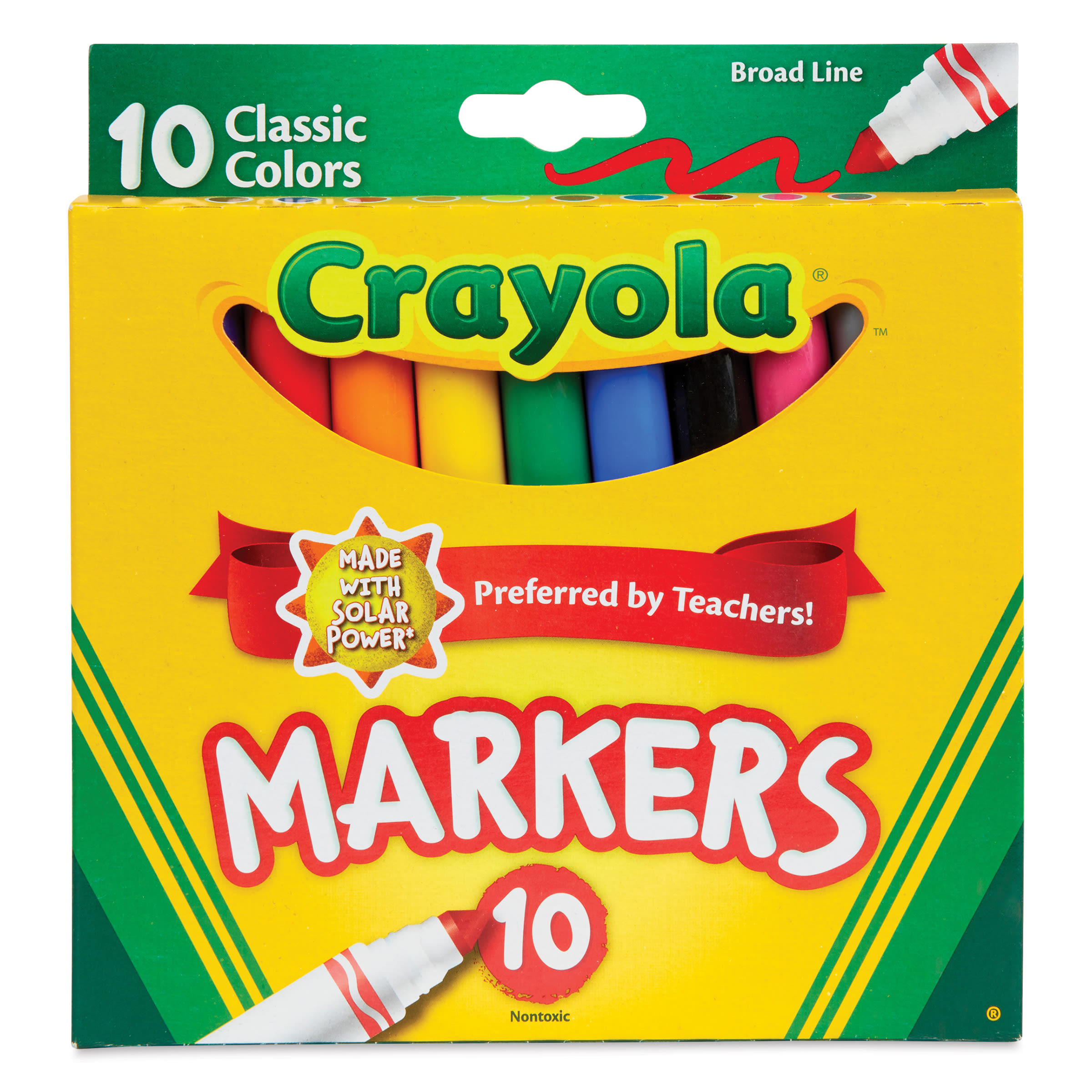 Crayola Broad Line Markers - Set of 10, Classic Colors, packaging