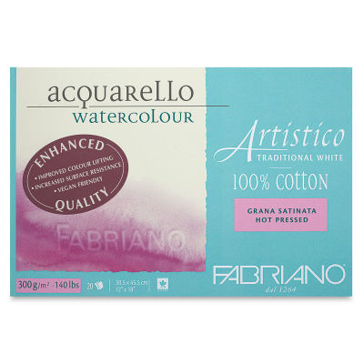 Fabriano Artistico Enhanced Watercolor Block - Traditional White, Hot Press, 12" x 18"