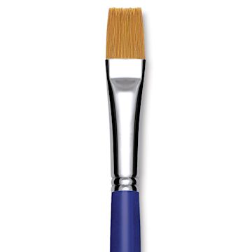 Open in modal - Blick Scholastic Golden Taklon Brush - Bright, Long Handle, Size 16 close up
